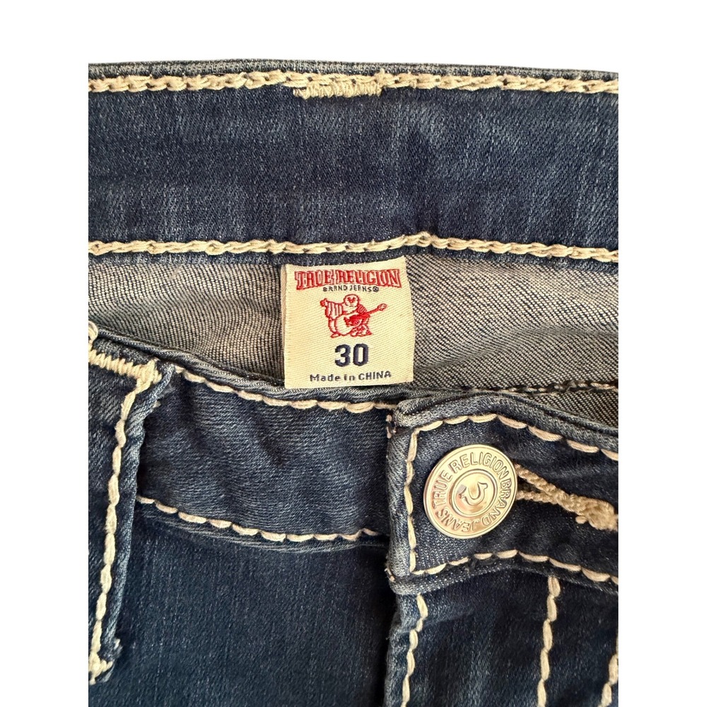 True Religion Section Skinny Jeans Dark Wash White Super T Stitching Womens 30 - Picture 8 of 13